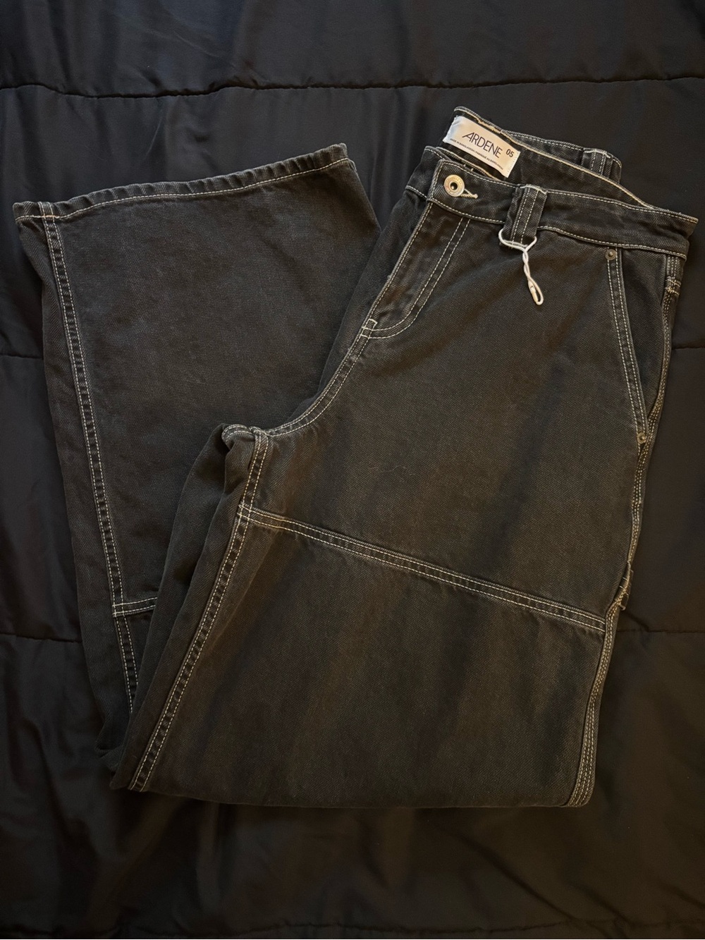 NWOT ardene contrast stitching wide leg cargo jeans size 5